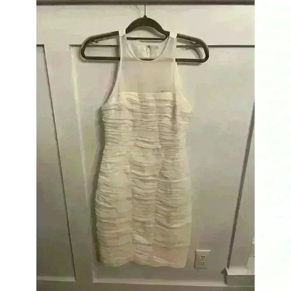 NWT Halston Heritage Women's Cocktail High Neck Fitted Ruched Dress, 6 - Picture 3 of 9